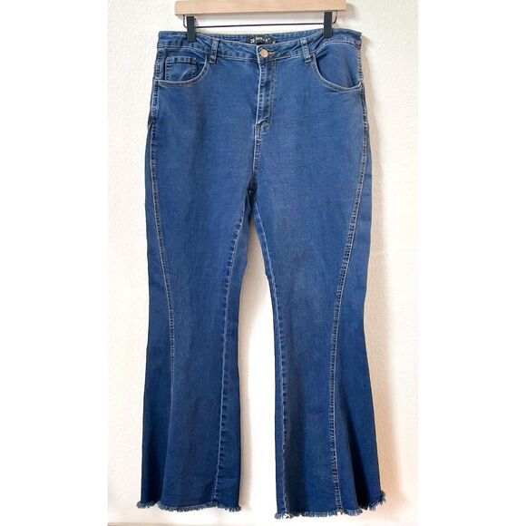 Allegra K Blue Flare Jeans - Picture 1 of 14